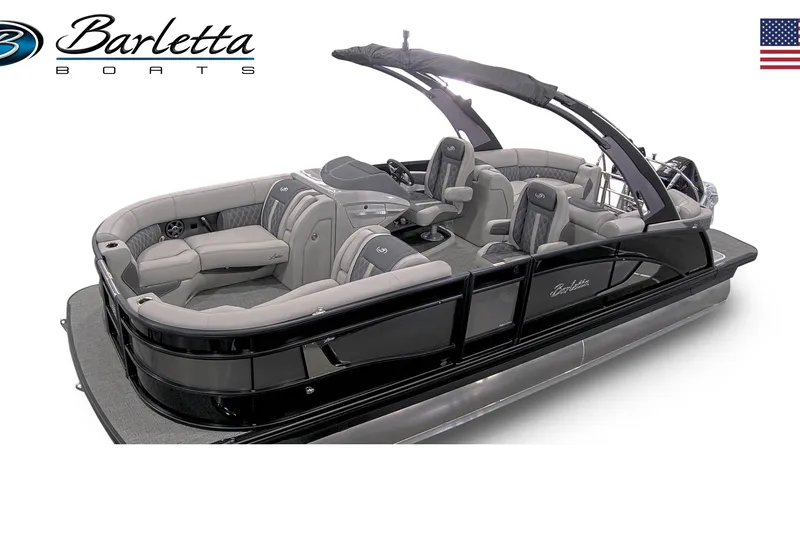 Slide: The Image of 2025 Barletta LUSSO L23QCSSA luxury pontoon boat with sleek design and spacious seating. - 8