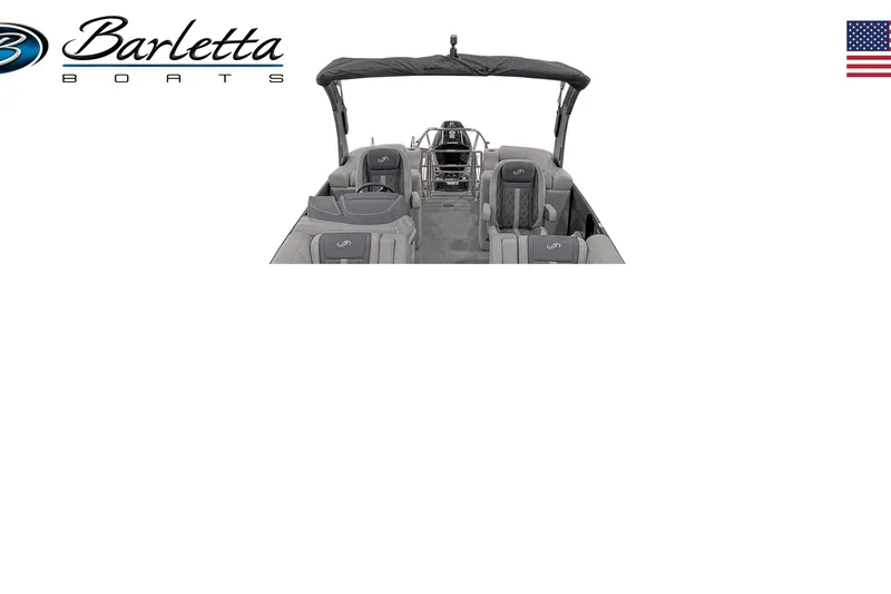 Slide: The Image of 2025 Barletta LUSSO L23QCSSA pontoon boat interior with seating and canopy. - 3