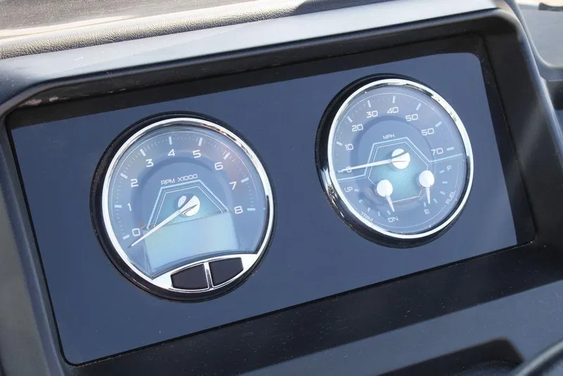 Slide: The Image of Dashboard gauges of 2026 Avalon Catalina Cruise Rear Bench 25 FT boat. - 23