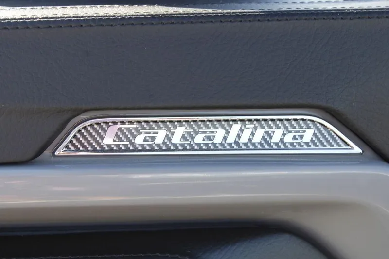 Slide: The Image of 2026 Avalon Catalina Cruise Rear Bench 25 FT logo on textured surface. - 32