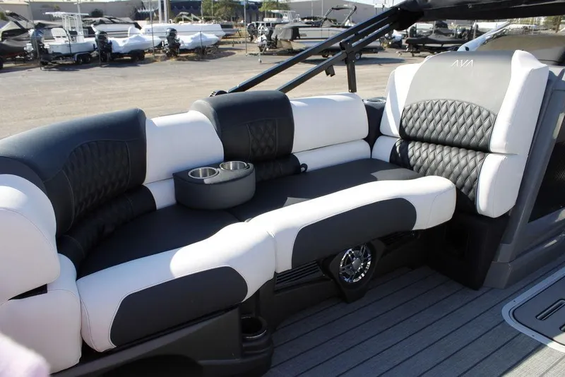 Slide: The Image of Luxurious seating on 2026 Avalon Catalina Cruise Rear Bench 25 FT pontoon boat. - 33