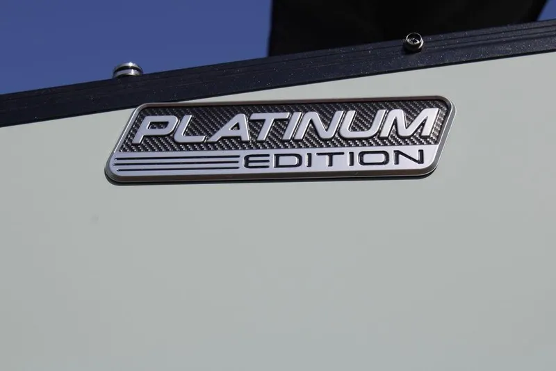 Slide: The Image of 2026 Avalon Catalina Cruise Platinum Edition badge on boat exterior. - 44