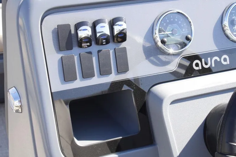 Slide: The Image of Dashboard of 2026 Avalon AURA QUAD LOUNGER with controls and gauges. - 22