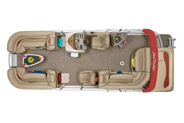 Slide: The Image of 2008 Sun Tracker Party Barge 25 I/O Regency Edition pontoon boat on trailer. - 2