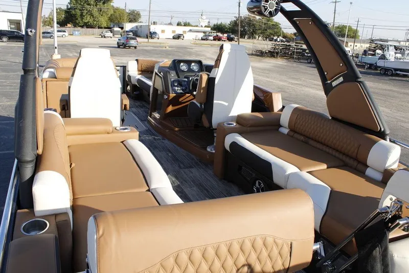 Slide: The Image of Luxurious 2026 Avalon Catalina Quad Lounger 27 FT with spacious seating and modern design. - 19