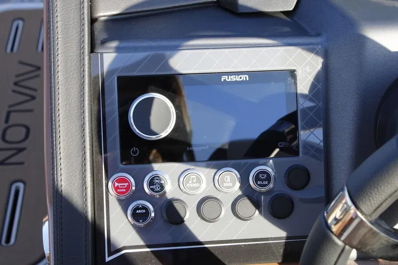 Slide: The Image of Control panel of 2026 Avalon Catalina Quad Lounger 27 FT boat with Fusion audio system. - 33