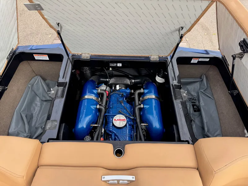 Slide: The Image of Engine compartment of a 2021 MasterCraft XT23 boat with Ilmor engine. - 3