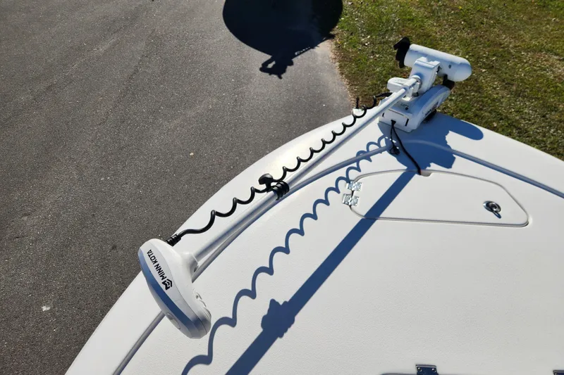 Slide: The Image of 2021 Tidewater 2110 Bay Max boat with Minn Kota trolling motor on deck. - 8