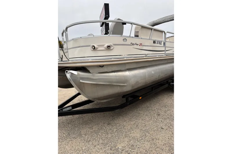 Slide: The Image of 2004 Sun Tracker Party Barge 25 I/O Regency Edition pontoon boat on trailer. - 6