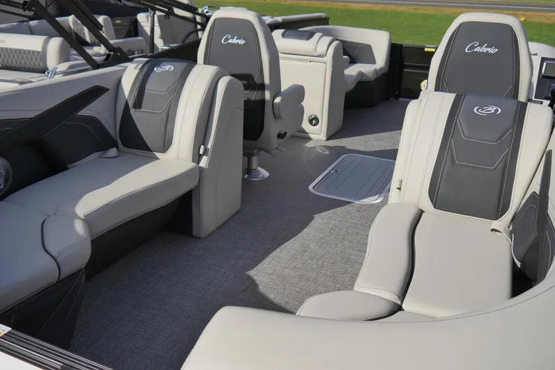 Slide: The Image of 2026 Barletta Cabrio 22QC interior with luxurious seating and modern design. - 2
