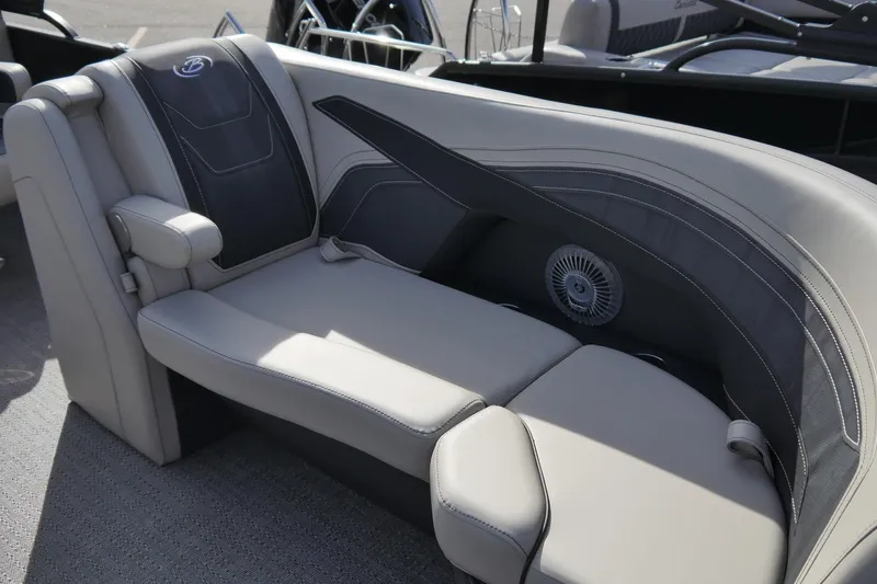 Slide: The Image of 2026 Barletta Cabrio 22QC boat interior with luxurious seating and modern design. - 6