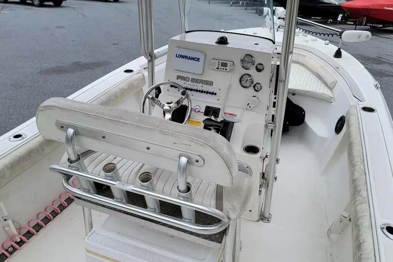 Slide: The Image of 2010 Sea Fox 216 Center Console boat interior with steering and control panel. - 15