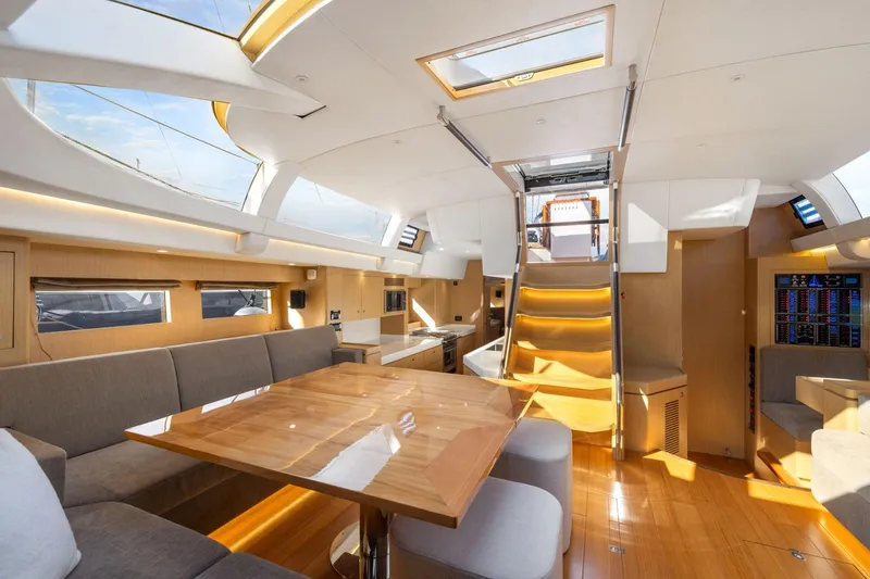 Slide: The Image of Luxurious interior of 2020 Hylas H57 yacht with modern design and ample natural light. - 61