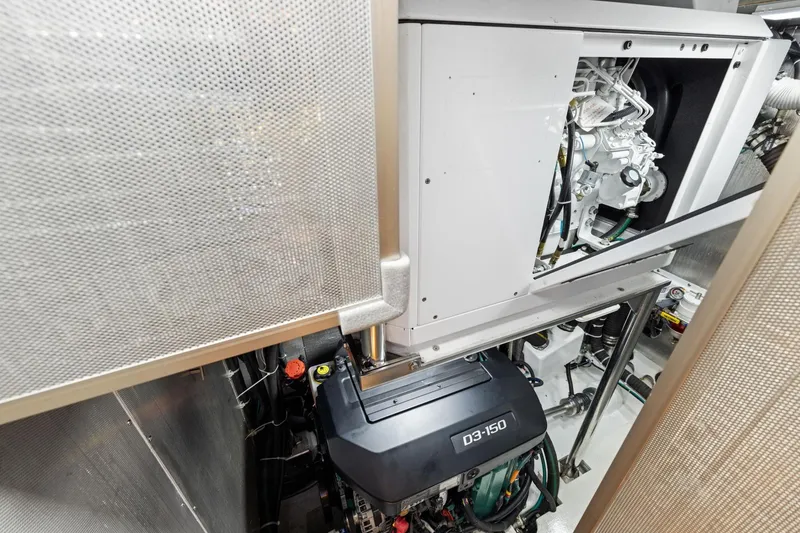 Slide: The Image of Engine room of 2020 Hylas H57 yacht featuring D3-150 engine. - 92