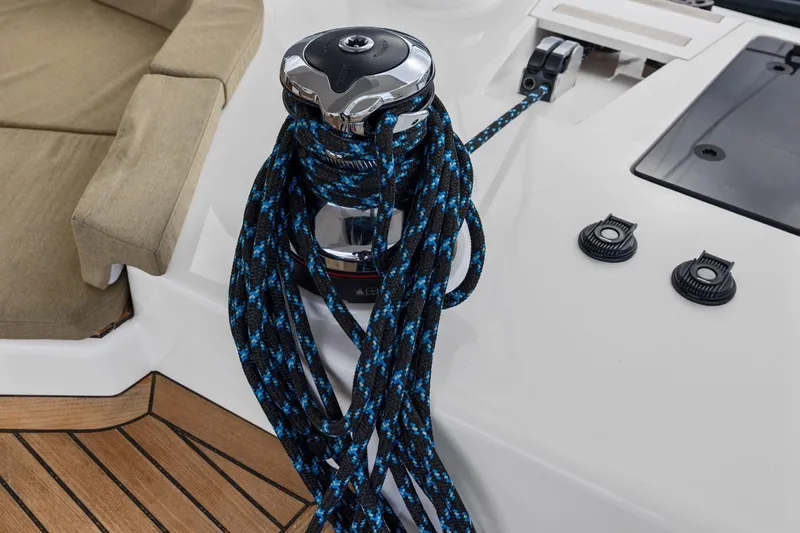 Slide: The Image of Winch and rope detail on 2020 Hylas H57 yacht deck. - 29