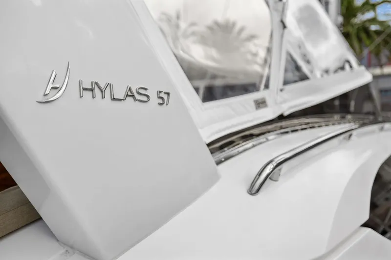 Slide: The Image of 2020 Hylas H57 yacht, sleek design with polished chrome details. - 41
