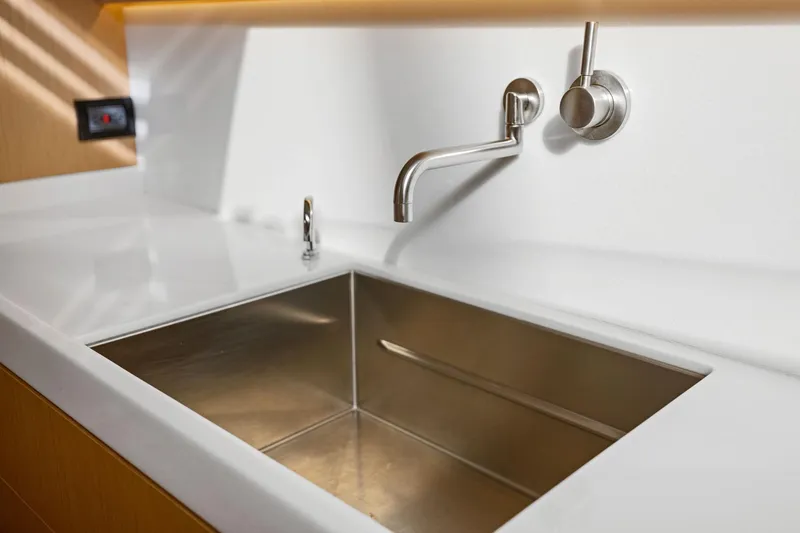 Slide: The Image of Modern stainless steel sink with sleek faucet in Hylas H57 yacht, 2020 model. - 73