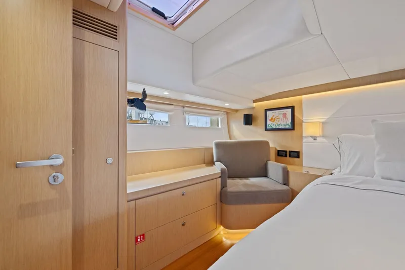 Slide: The Image of Luxurious interior of 2020 Hylas H57 yacht with modern furnishings and elegant design. - 79