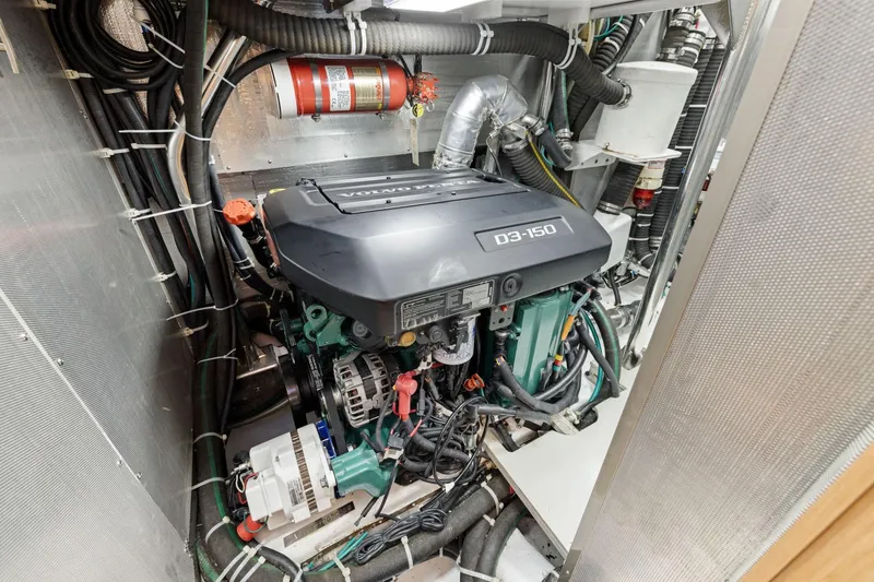 Slide: The Image of Engine room of 2020 Hylas H57 yacht featuring Volvo Penta D3-150 engine. - 91