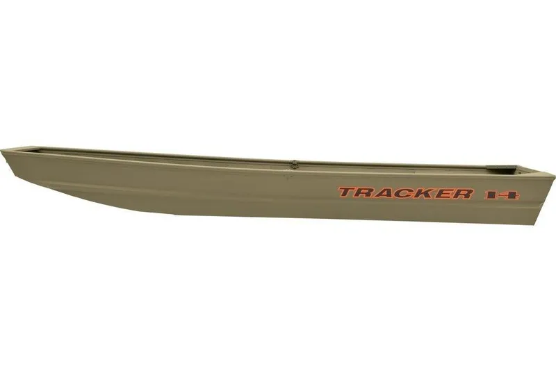 Slide: The Image of 2026 Tracker Grizzly 14 Jon boat, olive green, side view. - 4