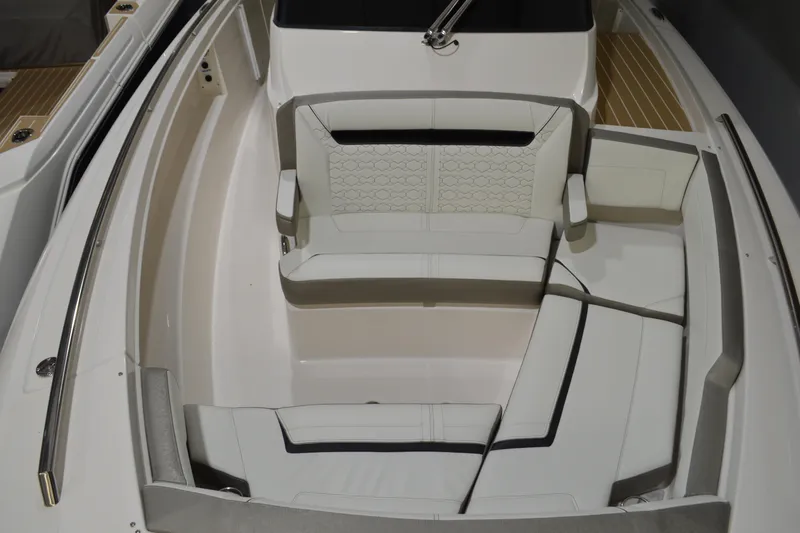 Slide: The Image of 2024 Tiara Yachts 34 LS interior with luxurious seating and modern design. - 7