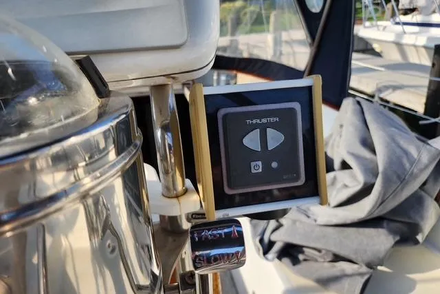 Slide: The Image of Thruster control panel on 1984 Bristol 45.5 Center Cockpit sailboat. - 16