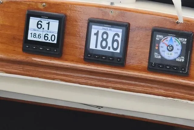 Slide: The Image of Digital navigation instruments on a 1984 Bristol 45.5 Center Cockpit yacht. - 34