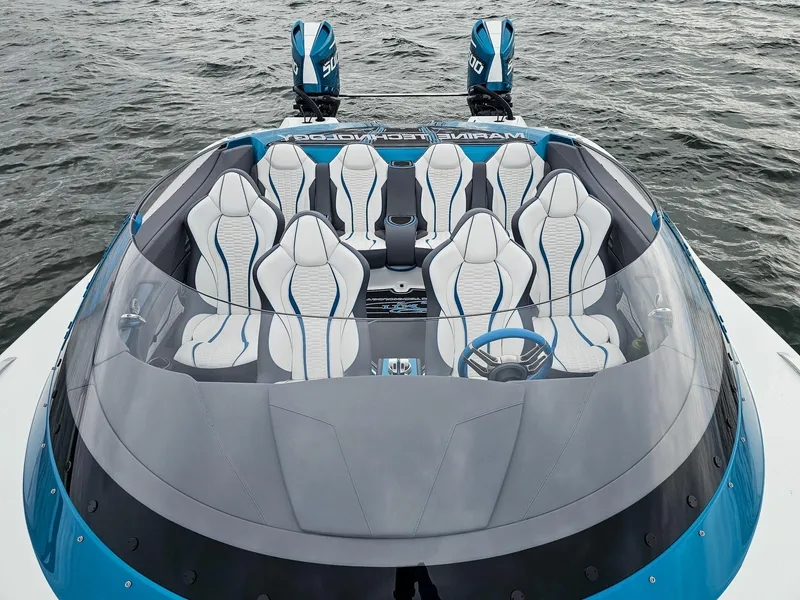 Slide: The Image of Luxury MTI 440X 2026 speedboat with sleek design and modern seating on open water. - 10