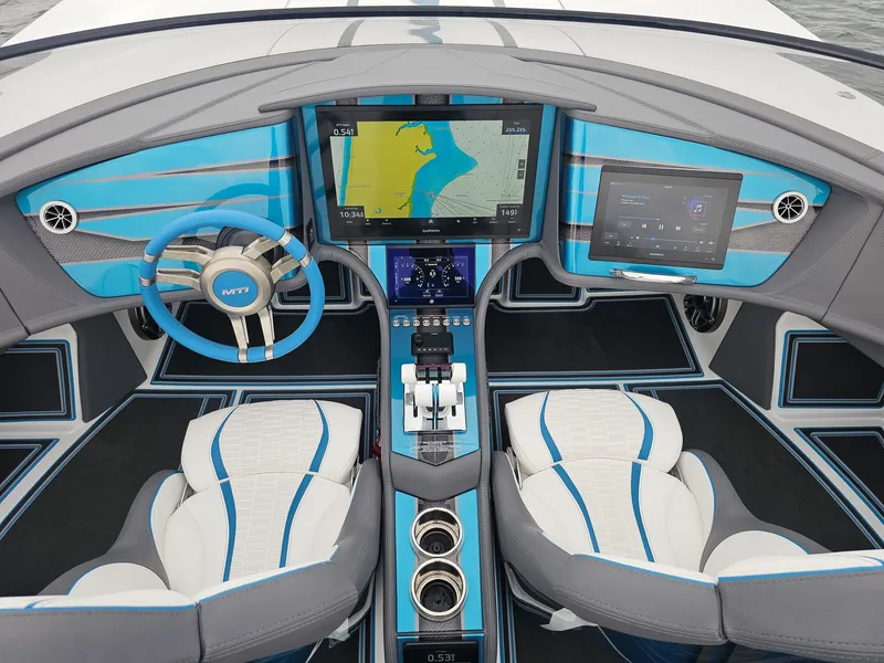 Slide: The Image of Interior of 2026 MTI 440X boat with advanced navigation system and modern design. - 27