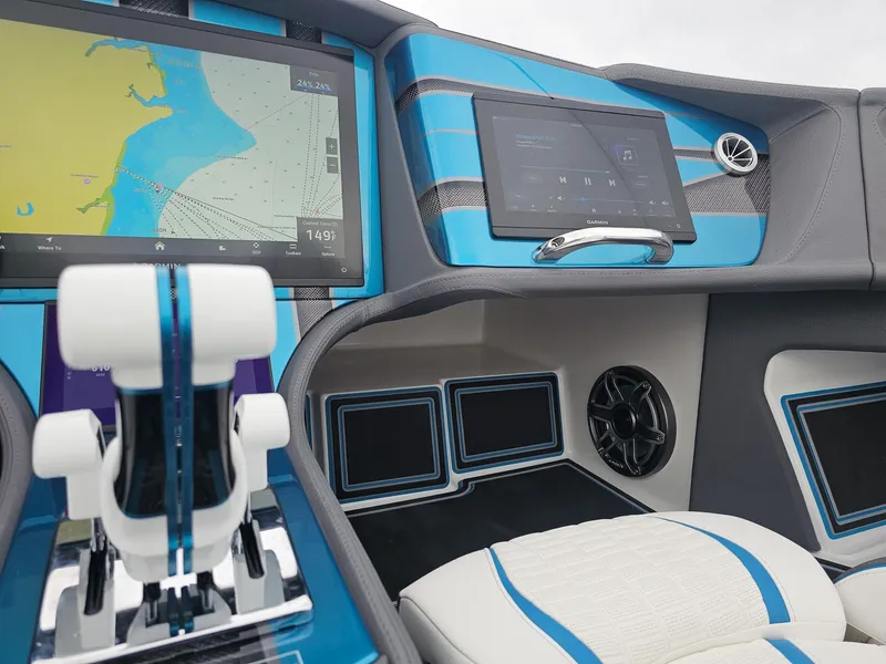 Slide: The Image of Interior of 2026 MTI 440X boat with advanced navigation and control systems. - 33