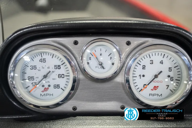 Slide: The Image of Dashboard of 2020 Lund 1775 Adventure SS with speedometer, fuel, and RPM gauges. - 31