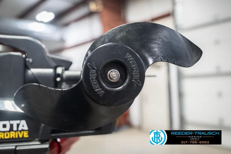 Slide: The Image of Close-up of a Minn Kota propeller on a 2020 Lund 1775 Adventure SS boat. - 52