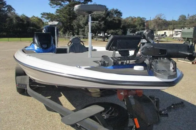 Slide: The Image of 2024 Skeeter ZXR19 fishing boat on trailer, equipped with advanced navigation technology. - 1