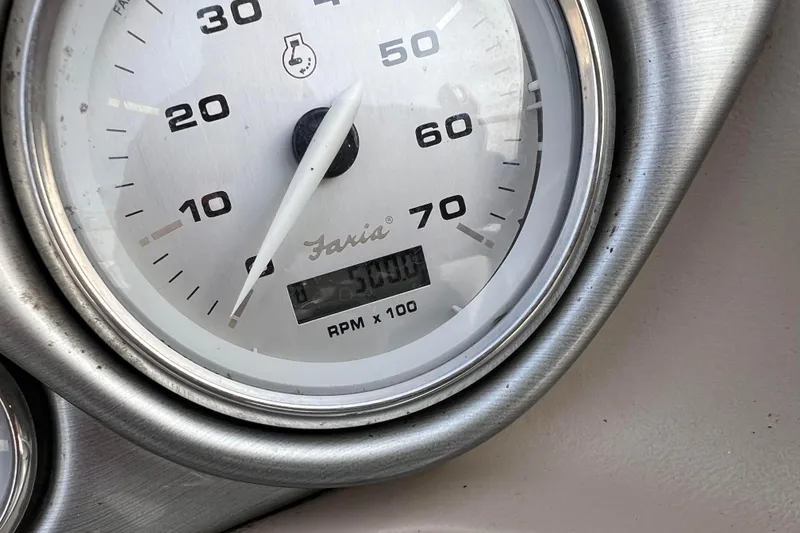 Slide: The Image of Close-up of a Faria tachometer on a 2006 Hurricane FunDeck GS 194 OB boat. - 60