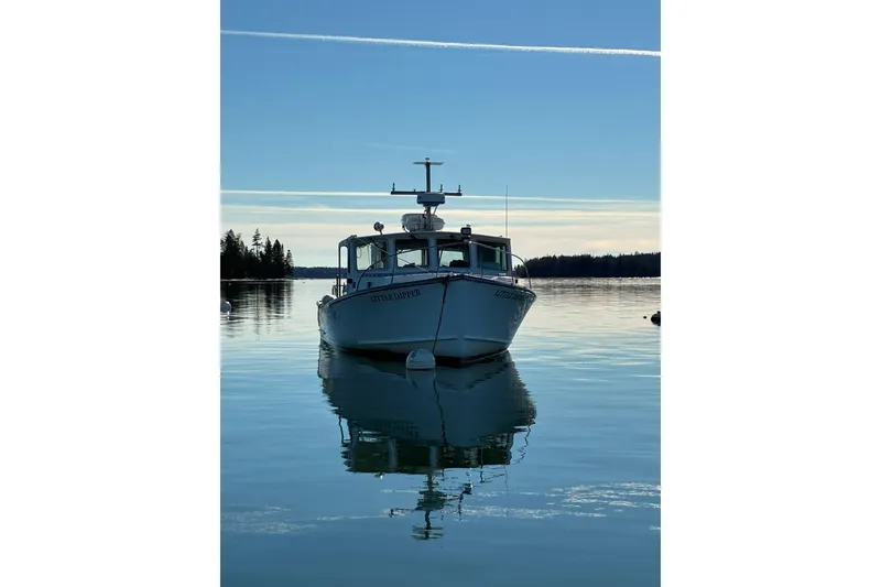 Slide: The Image of Calvin Beal COI PASSENGER boat, 2000 model, on calm water with scenic background. - 2