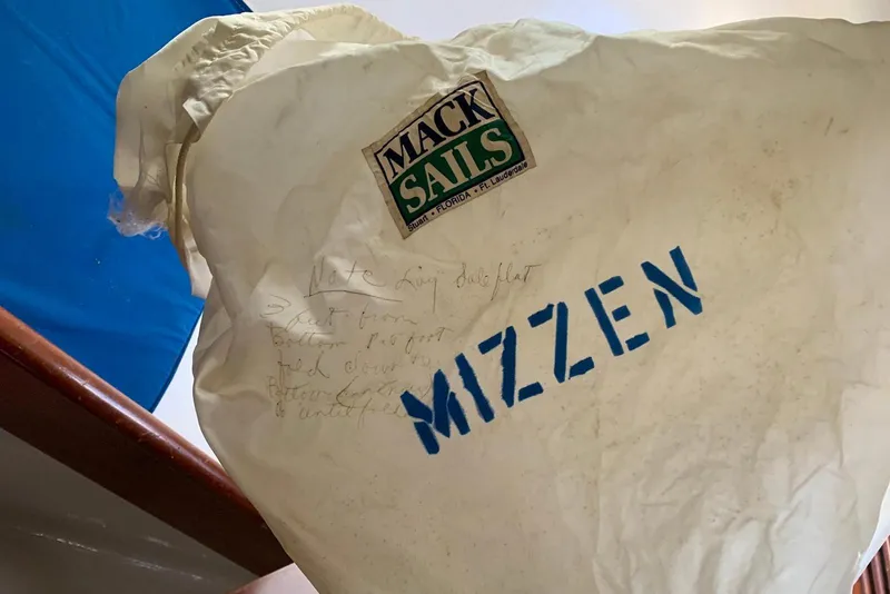 Slide: The Image of Sail labeled "Mizzen" with Mack Sails logo, for 1981 Hardin 45 yacht. - 22