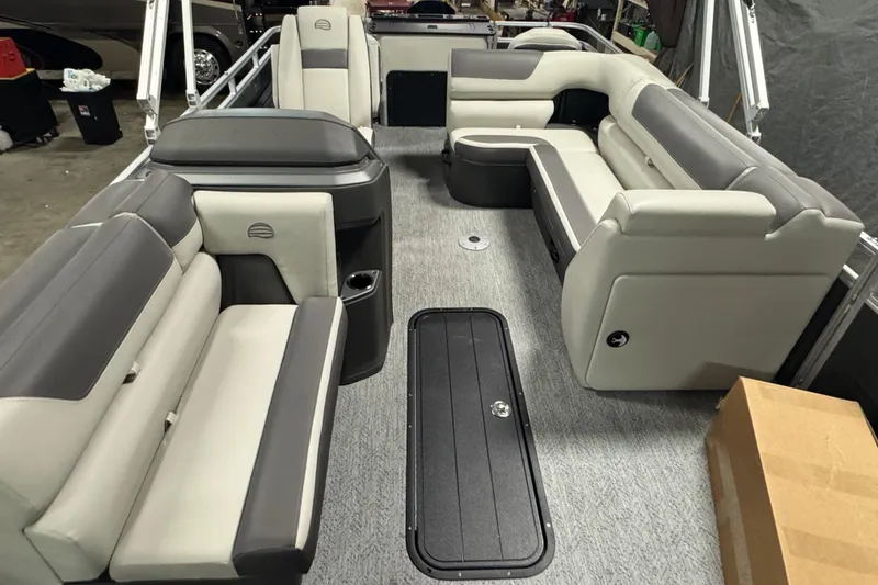 Slide: The Image of 2026 Sun Tracker SportFish 22 XP3 interior with spacious seating and modern design. - 12