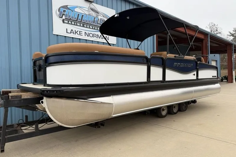 Slide: The Image of 2026 Premier 230 Sunsation RS CL pontoon boat at Foothills Marine Center. - 4
