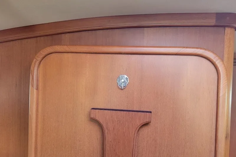 Slide: The Image of Wooden interior detail of 2008 Island Packet 370 sailboat cabin. - 58