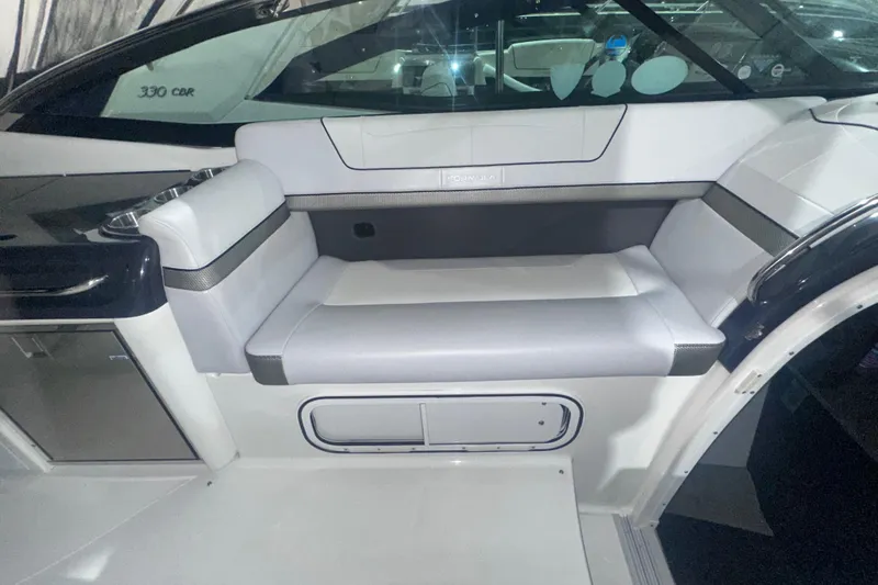 Slide: The Image of 2016 Formula 350 Sun Sport interior seating with sleek, modern design and comfortable upholstery. - 18