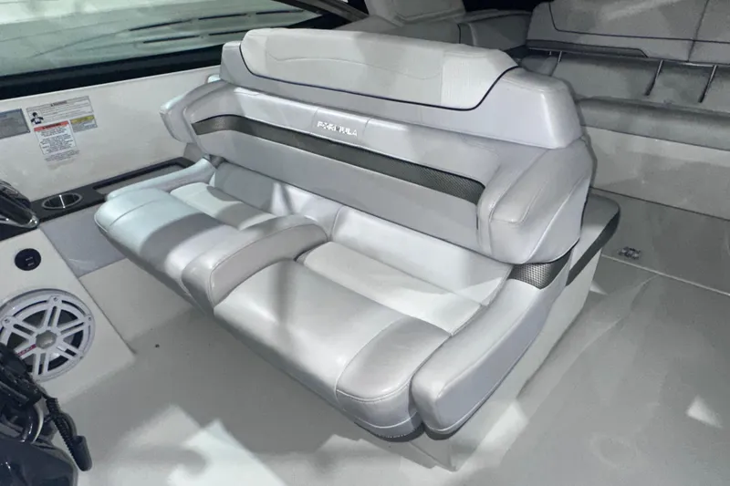 Slide: The Image of Luxurious seating in a 2016 Formula 350 Sun Sport boat interior. - 19