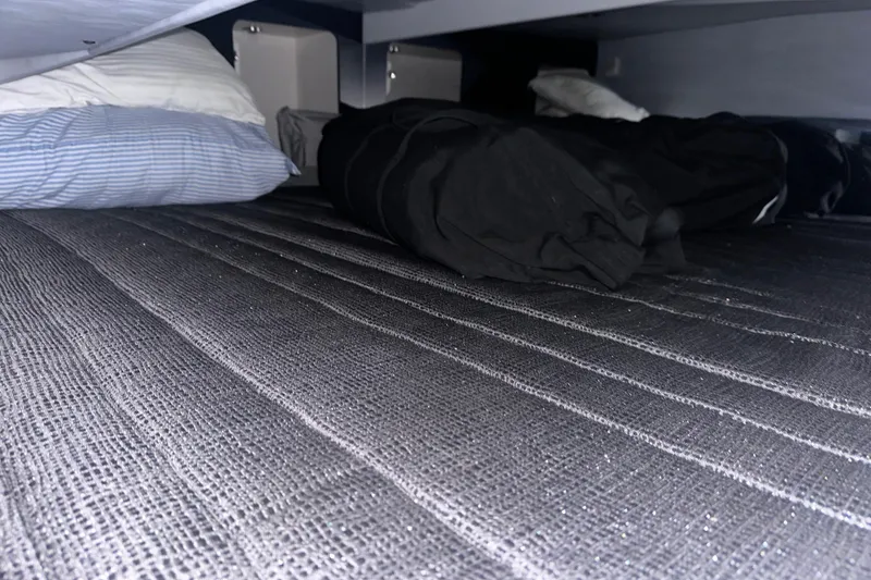 Slide: The Image of Interior cabin view of 2016 Formula 350 Sun Sport with bedding and storage. - 41