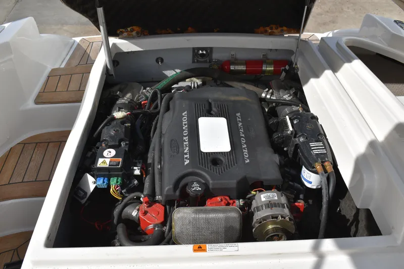 Slide: The Image of 2003 Chris-Craft Launch 25 boat engine compartment with Volvo Penta engine. - 46