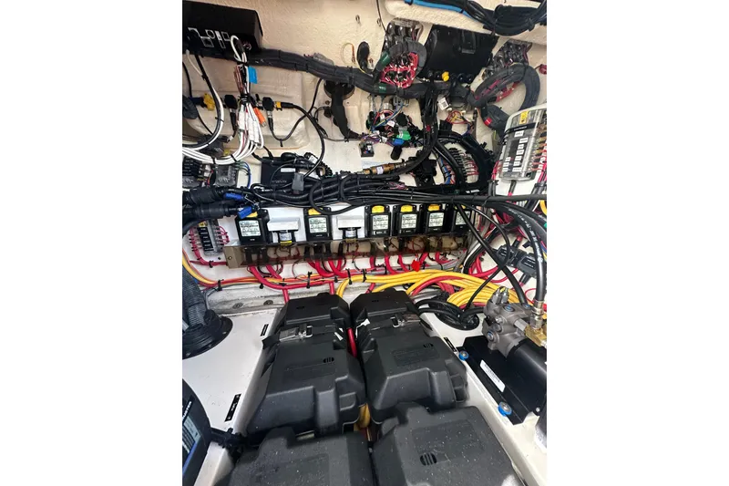 Slide: The Image of Electrical system of a 2021 Intrepid 409 Valor boat, showcasing wiring and components. - 9
