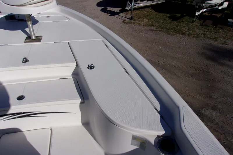 Slide: The Image of 2017 Blue Wave 2200 PureBay boat deck with storage compartments. - 16
