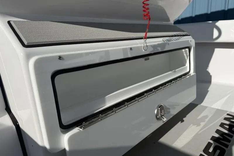 Slide: The Image of 2026 Sportsman Masters 247OE Bay Boat storage compartment detail. - 28