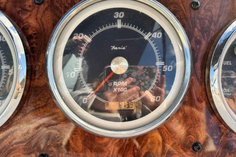 Slide: The Image of Close-up of RPM gauge on 2005 Meridian 368 Motoryacht dashboard. - 21