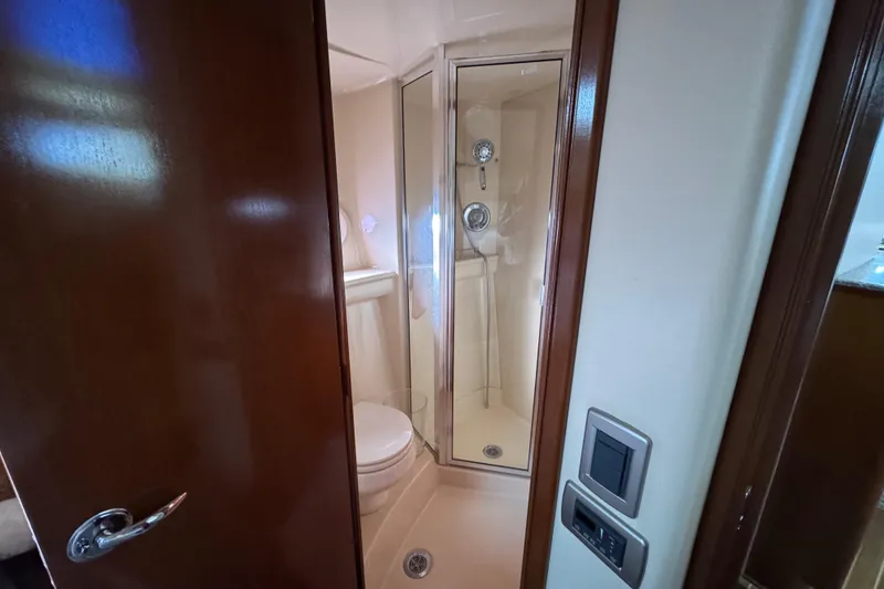 Slide: The Image of Bathroom interior of 2005 Meridian 368 Motoryacht with shower and toilet. - 45