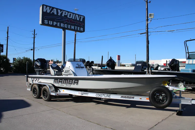 The Image of 2026 Mamba 227VX boat at Waypoint Supercenter, displayed on a trailer. - 0