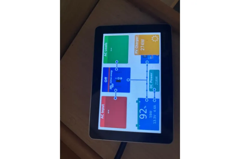 Slide: The Image of Tablet displaying power management system on Lagoon 380 S2, 2015 model. - 41